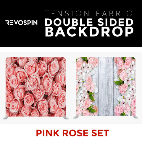 Pink Rose Set Double Sided Tension Fabric Photo Booth Backdrop