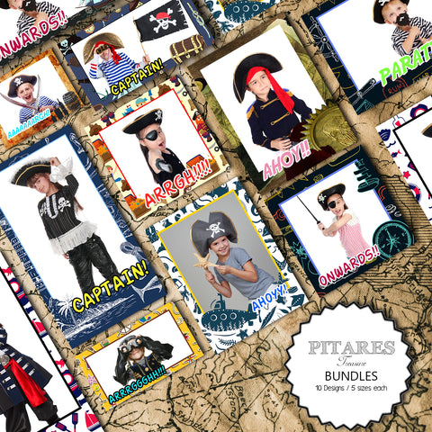 Pirates Bundle (10 Designs) - 360 Photo Booth Template Overlays