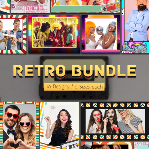 Retro Bundle (10 Designs) - 360 Photo Booth Template Overlays