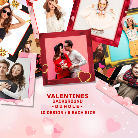 Valentines day Bundle (10 Designs) - 360 Photo Booth Template Overlays