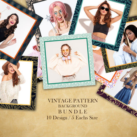 Vintage luxurious Pattern Bundle (10 Designs) - 360 Photo Booth Template Overlays