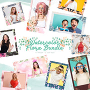 Watercolor Flora Bundle (10 Designs) - 360 Photo Booth Template Overlays