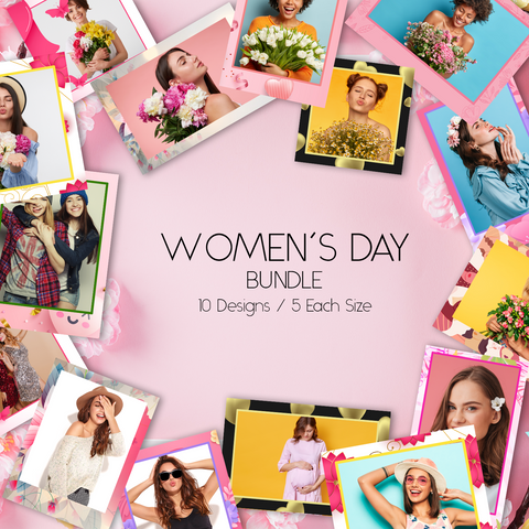 Women's Days Bundle (10 Designs) - 360 Photo Booth Template Overlays