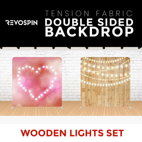 Wooden Lights Set-11 Double Sided Tension Fabric Photo Booth Backdrop