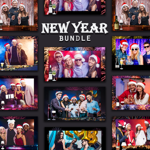 Happy New Year Bundle (10 Designs) - 360 Photo Booth Template Overlays