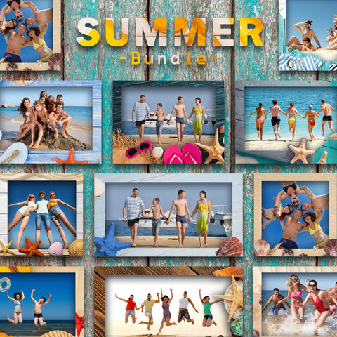 Summer Bundle 2 (10 Designs) - 360 Photo Booth Template Overlays
