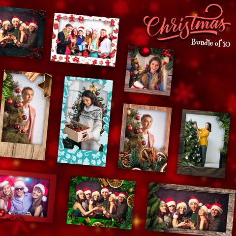 Christmas Bundle (10 Designs) - 360 Photo Booth Template Overlays