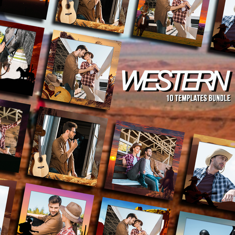 Western Bundle 2 (10 Designs) - 360 Photo Booth Template Overlays