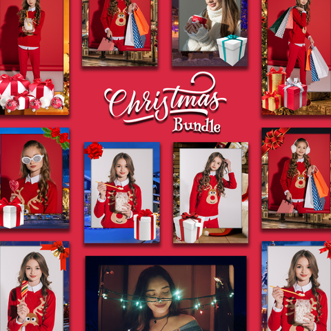 Merry Christmas Bundle (10 Designs) - 360 Photo Booth Template Overlays