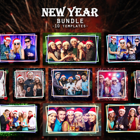 New Year 2 Bundle (10 Designs) - 360 Photo Booth Template Overlays