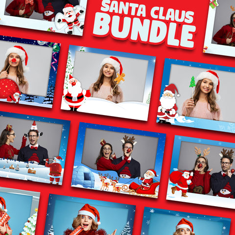 Santa Claus Bundle (10 Designs) - 360 Photo Booth Template Overlays