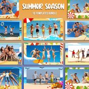 Summer Season Bundle (10 Designs) - 360 Photo Booth Template Overlays