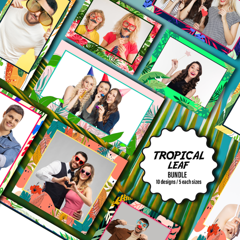 Tropical Leaf decor Bundle (10 Designs) - 360 Photo Booth Template Overlays